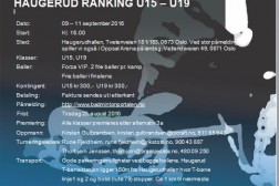 Velkommen til Haugerud ranking U15/U19  9-11. september 2016